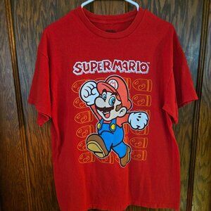 Super Mario Brothers Bros Mens Red Short Sleeve Shirt Large bullet bill nes rare